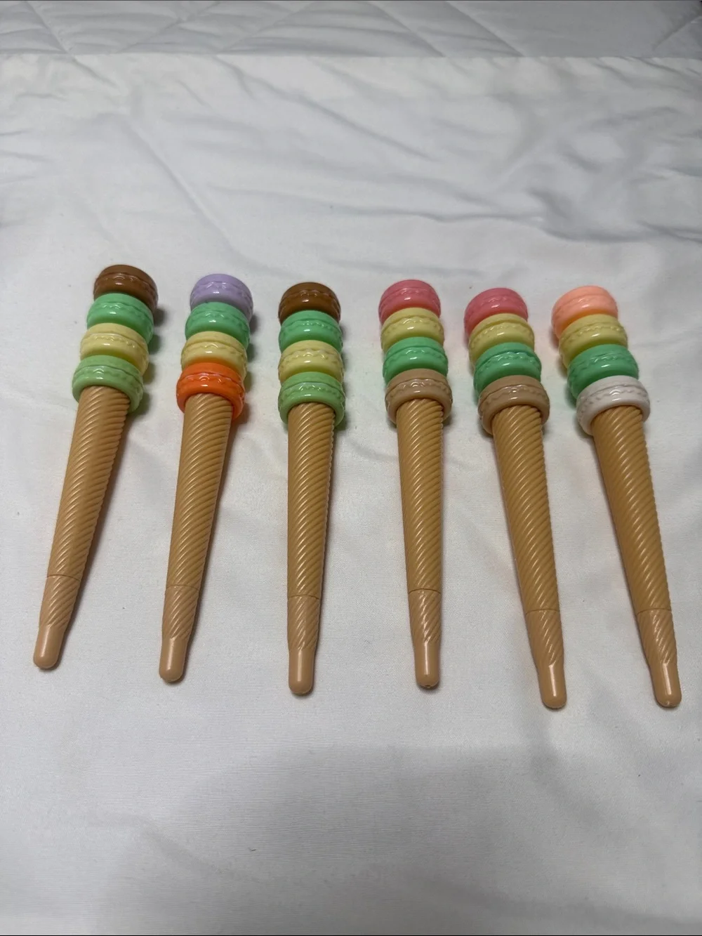Sets of 12 Ice Cream Cone Party Pens - Assorted Pastel Colors Black Ink